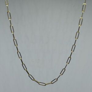 14k Gold Wide Paperclip Chain 3.3mm Elegant Gold Chain Necklace